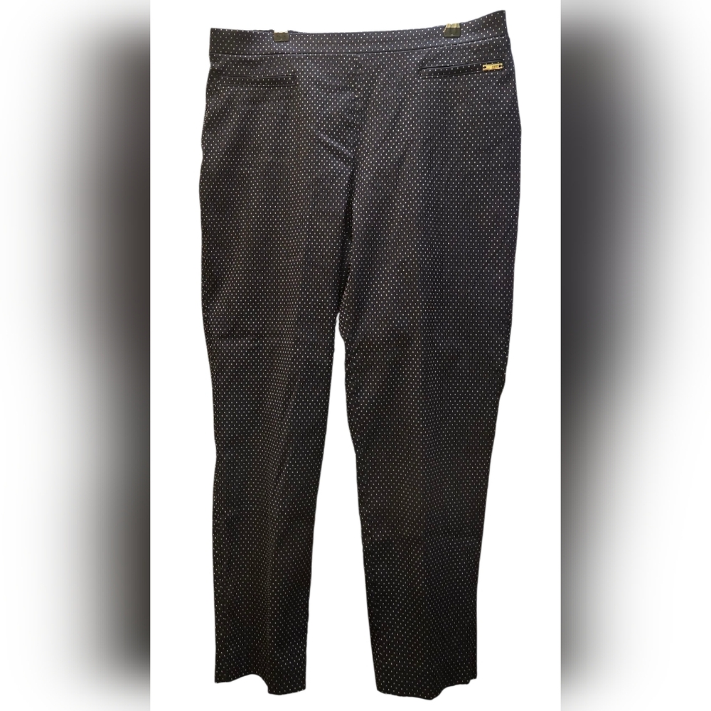 Jones New York Womens Dark Navy Blue Polka Dot Patterned Dress Pants Size 1X